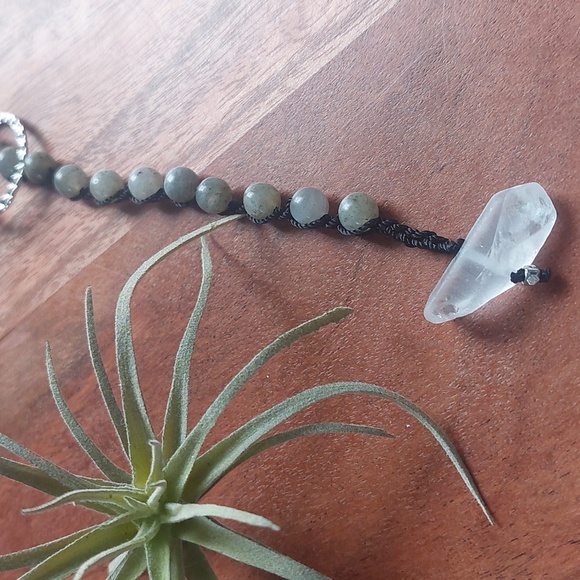 Labradorite and Quartz Crystal Lariat Necklace - Picture 11 of 14